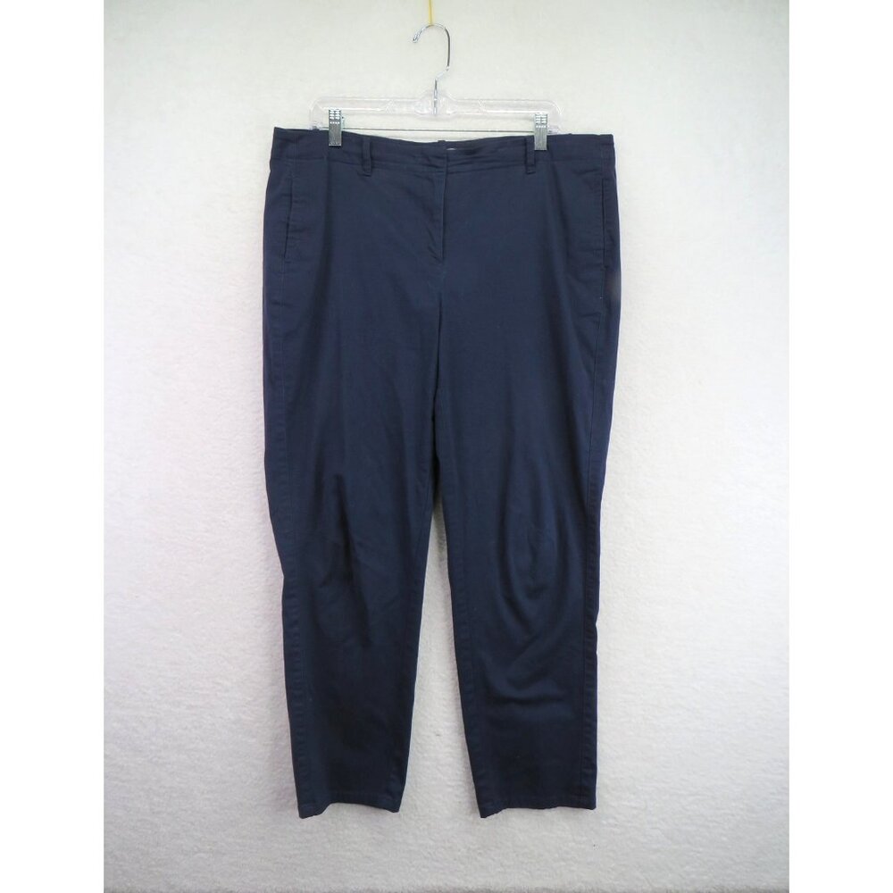 J. Jill Chino Pants Womens 14 Navy Blue Live-In Slant Pockets Zip Fly Hook & Bar